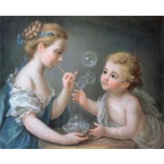 Children Blowing Bubbles Painting Reproduction