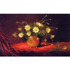 Yellow Daisies in a Bowl Painting Reproduction