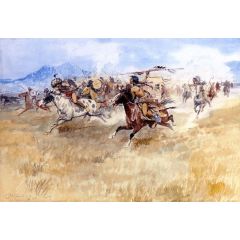 The Battle Between the Blackfeet and the Piegans Painting Reproduction