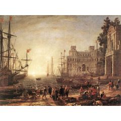 Port Scene with the Villa Medici Painting Reproduction