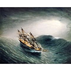 Schooner in a Stormy Sea Painting Reproduction