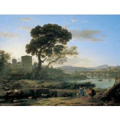 Landscape near Rome with a View of the Ponte Molle Painting Reproduction