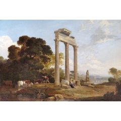 Columns in an Italianate Landscape Painting Reproduction