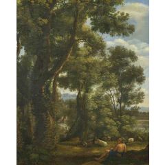 Landscape with a Goatherd and Goats Painting Reproduction