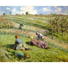 Cultivators in the Fields, Pontoise, also known as The Hills of Auvers Painting Reproduction