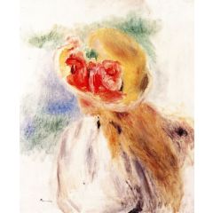 Young Girl in a Flowered Hat Painting Reproduction