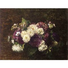Chrysanthemums and Varied Flowers Painting Reproduction