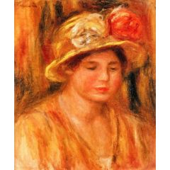 Woman in a Flowered Hat Painting Reproduction