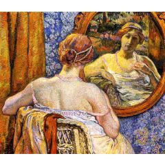 Woman at a Mirror Painting Reproduction