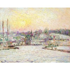 Bazincourt, Sunset, Snow Effect Painting Reproduction