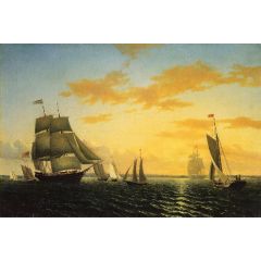 New Bedford Harbor at Sunset Painting Reproduction