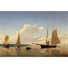 Stowing Sails off Fairhaven Painting Reproduction