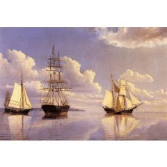 The Kennebec River, Waiting for Wind and Tide Painting Reproduction