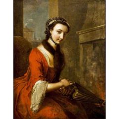 Young Woman with Bellows, also known as Fire Painting Reproduction