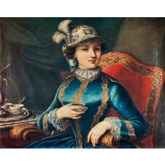 A Girl with a Tea Cup Painting Reproduction