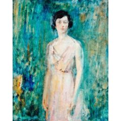 Lady in a Pink Dress Painting Reproduction