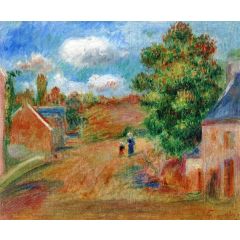 Landscape, Entrance to the Village with Woman and Child Painting Reproduction