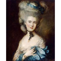 Portrait of a Lady in Blue Painting Reproduction
