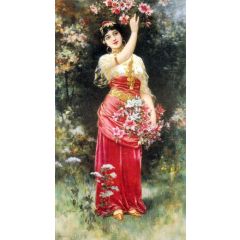 An Oriental Flower Girl Painting Reproduction