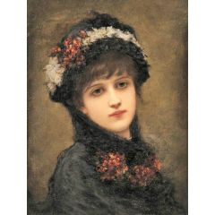 Portrait Of A Woman In Black Painting Reproduction