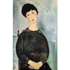 Seated Young Woman Painting Reproduction