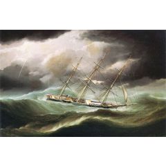 Clipper Ship in Heavy Seas Painting Reproduction