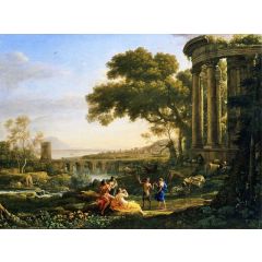 Landscape with Nymph and Satyr Dancing Painting Reproduction