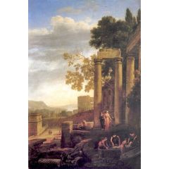 Landscape with the Burial of Santa Serapia Painting Reproduction