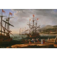 Marine with the Trojans Burning their Boats Painting Reproduction