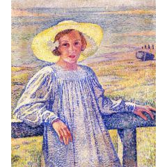Elisaeth van Rysselberghe in a Straw Hat Painting Reproduction