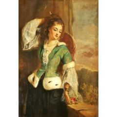 Portrait of a Lady in a Green Jacket Painting Reproduction