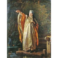Girl by the Pool Painting Reproduction