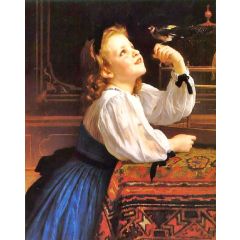 Child with Bird Painting Reproduction