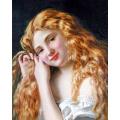 Young Girl Fixing Her Hair Painting Reproduction