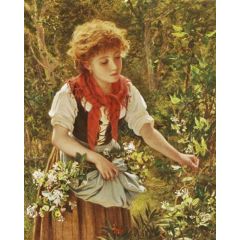Picking honeysuckle Painting Reproduction