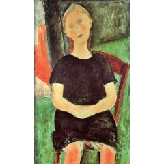 Seated Young Woman Painting Reproduction
