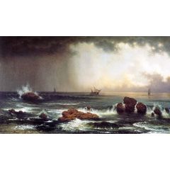 Hazy Sunrise at Sea Painting Reproduction