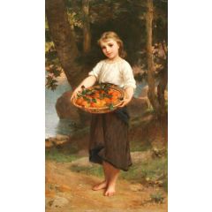 Girl with Basket of Oranges Painting Reproduction