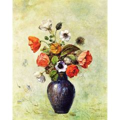 Anemones and Poppies in a Vase Painting Reproduction