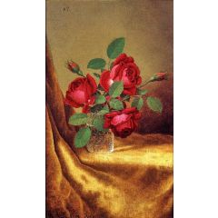 Red Roses in a Crystal Goblet Painting Reproduction