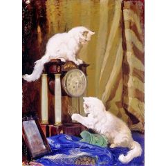 Playtime with Two Cats Painting Reproduction