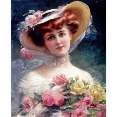 Beauty with Flowers Painting Reproduction