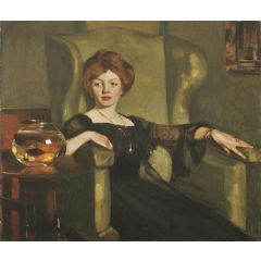 Lady with Goldfish Painting Reproduction