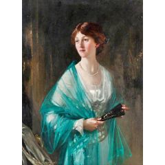 Lady with a Green Scarf Painting Reproduction
