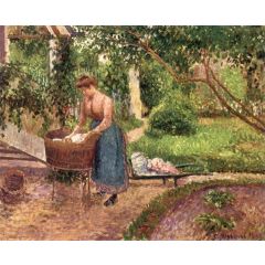 Laundress at Eragny Painting Reproduction