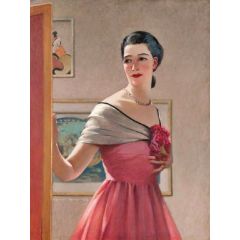 Mary in the Pink Dress Painting Reproduction