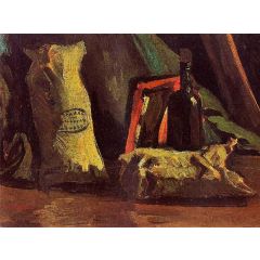 Still Life with Two Sacks and a Bottle Painting Reproduction