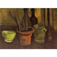Still Life with Paintbrushes in a Pot Painting Reproduction