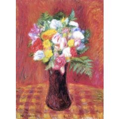Bouquet in Purple Vase Painting Reproduction