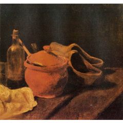 Still Life with Earthenware, Bottle and Clogs Painting Reproduction